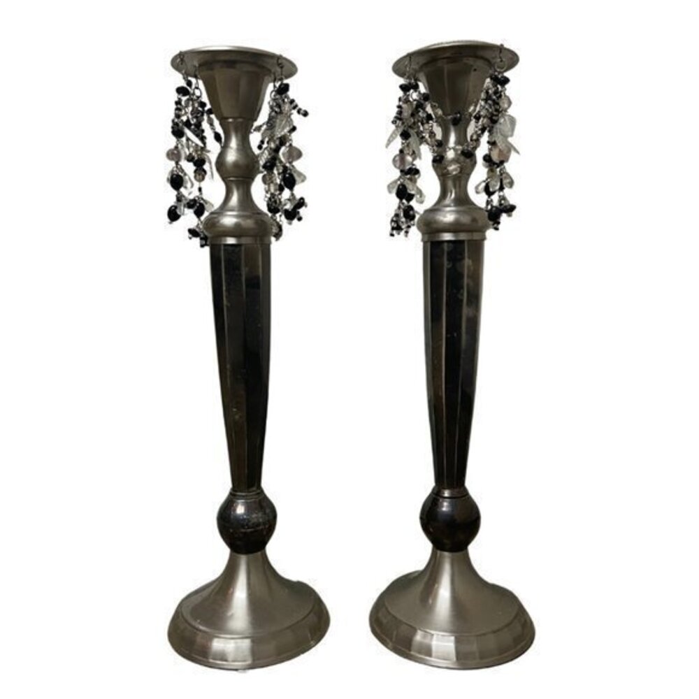 Distressed Black/Metal Candelabras
